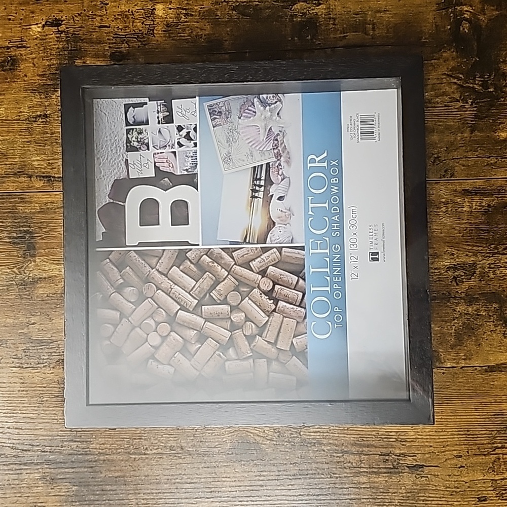 12x12 Top Opening Shadowbox Black Wood Frame
